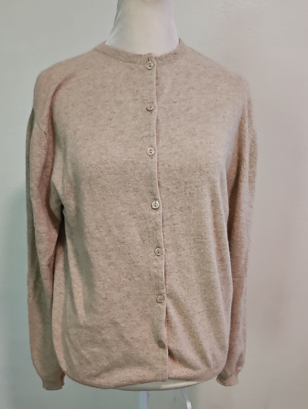 Vintage Ballantyne 100% Cashmere Sweater Medium Taupe Tan